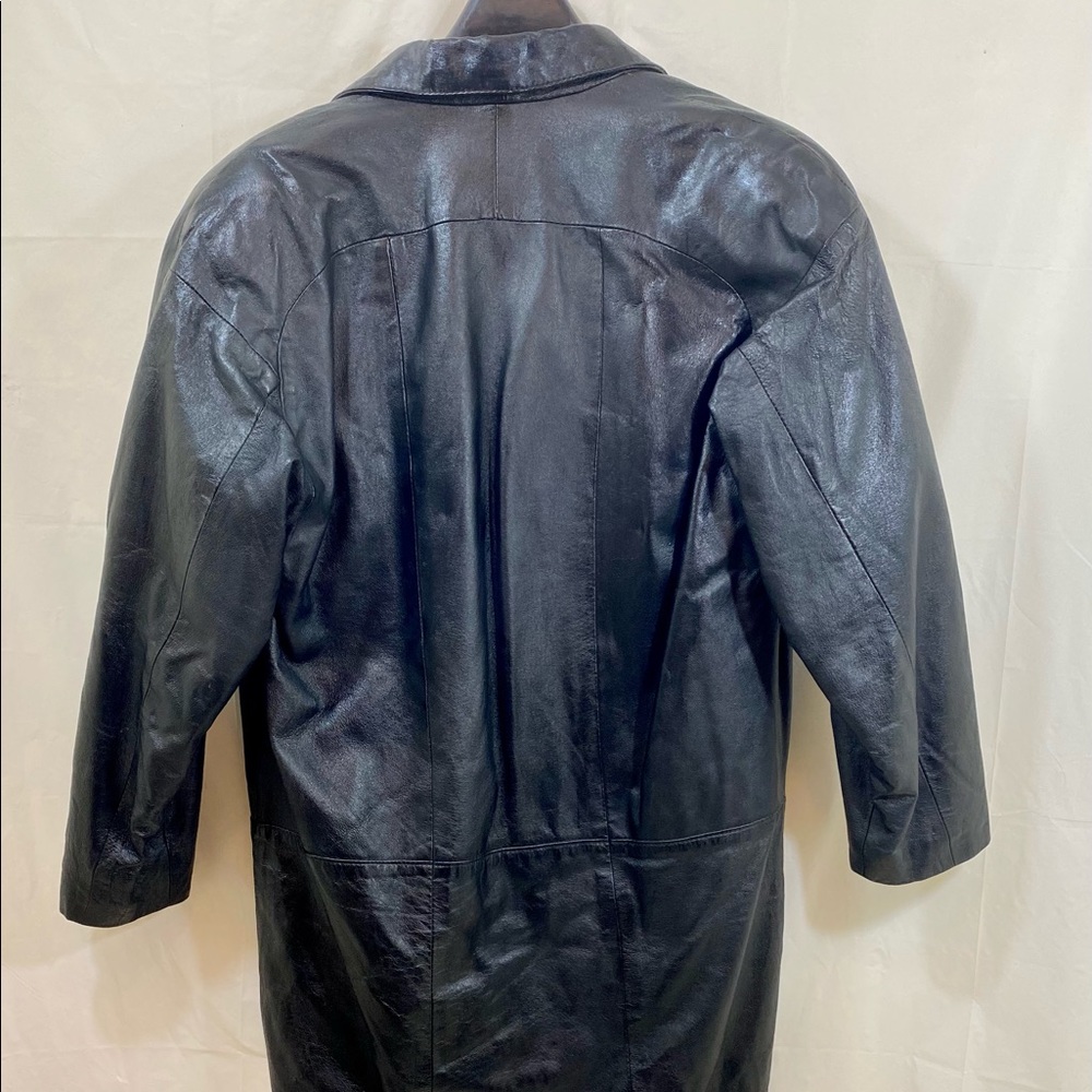 SOLD…Black Full length leather coat.